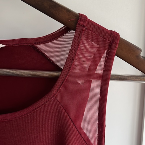 Bluenotes Burgundy Red Skater Dress with Mesh Cutouts Size L - Picture 4 of 4